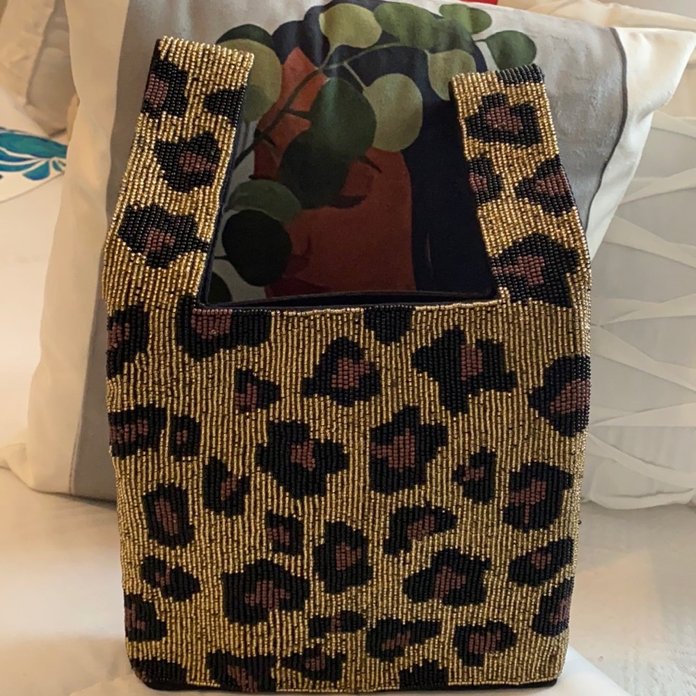 Handmade beaded animal print tiny bag, wow!